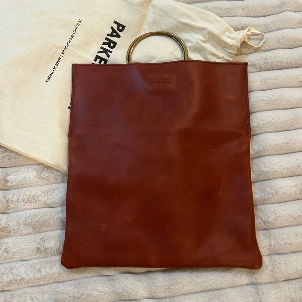 Parker Rich Brown Leather Tote - Picture 1 of 8